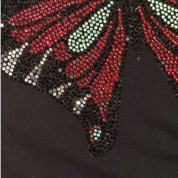Vazzo Butterfly Shirt 90s Y2K Inspo Mesh Back Solid Front Rhinestone Butterfly M - Picture 8 of 8